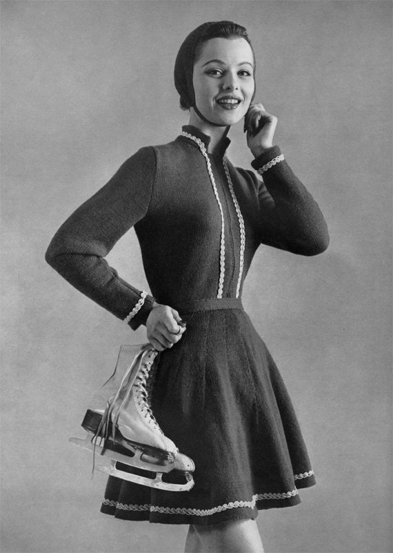 pattern dress ebook Winter Dress Skating  Ice Pattern PDF  Vintage eBook  1950s  Knitting