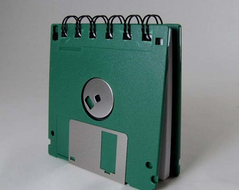 Floppy Disk Mini Notebook in Forest Green Recycled Geek Gear Blank