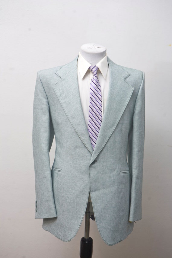 Men's Suit / Vintage Seafoam Green Blazer and Trousers