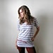 SALE Unisex French Pet Lobster Print Striped V-neck t shirt, nautical tshirt, quote tee, Made in the USA & Hand-printed in Philadelphia