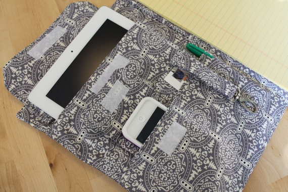 Full Size 7 Pocket Fabric Portfolio 8.5 x 11 Note Pad iPad