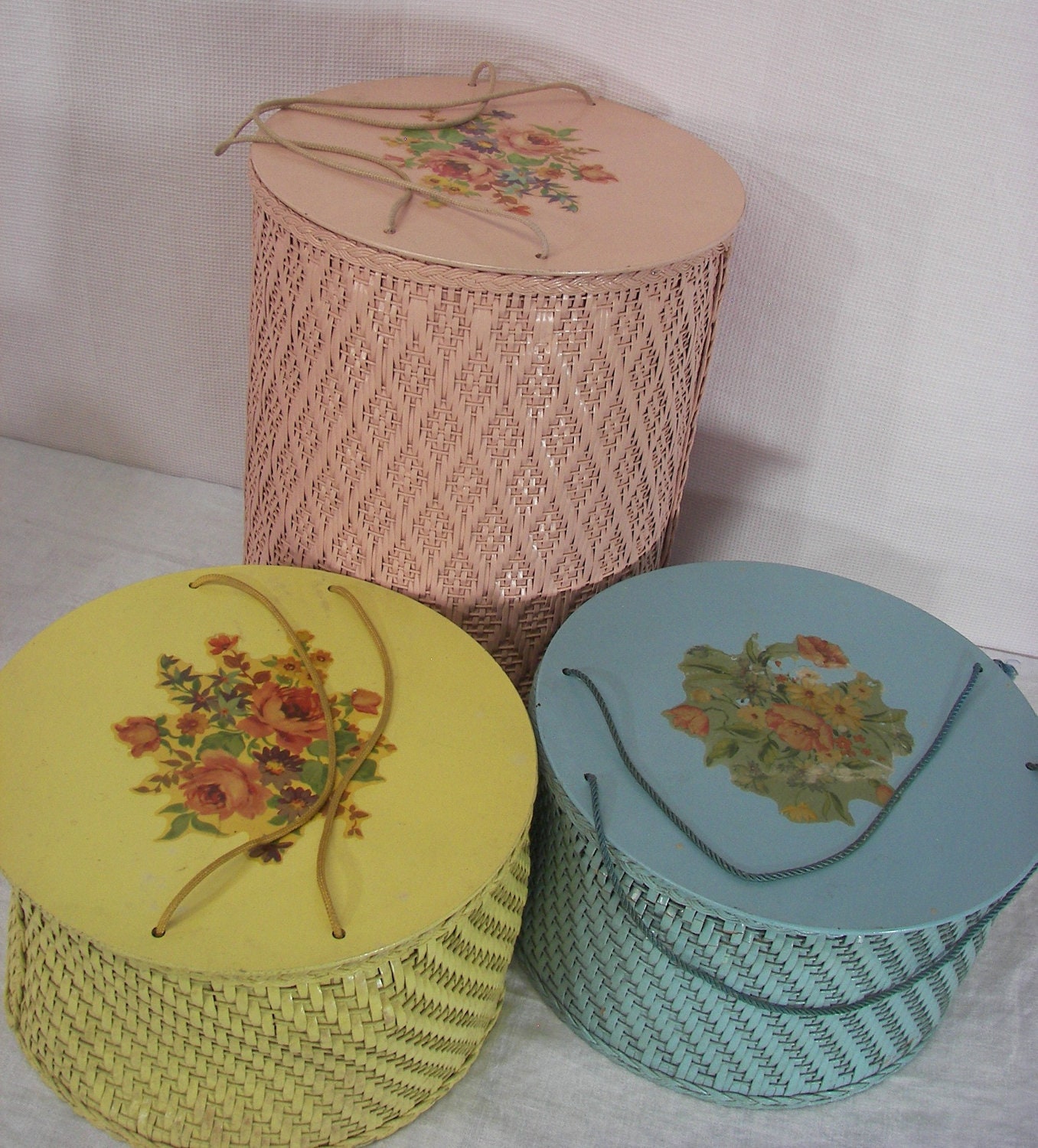 Vintage Pink Wicker Sewing Basket by Princess Item Has Been