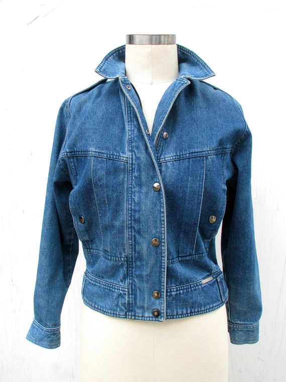 Items similar to 1980s New Wave Denim Jacket // Biking // Fall Vintage ...