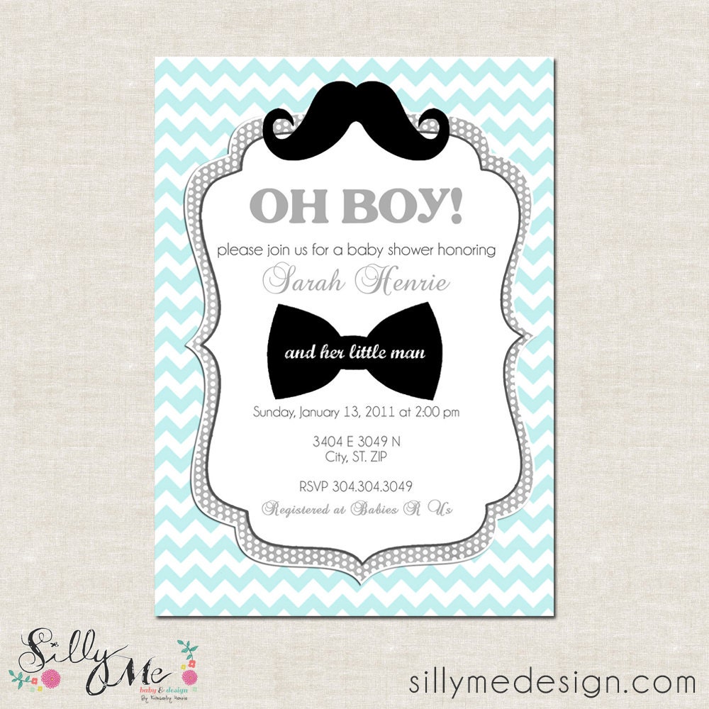 Little Man Custom Baby Shower Invitation Bridal by