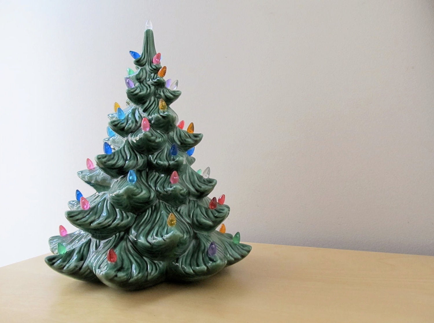 vintage ceramic christmas tree with lights blue spruce