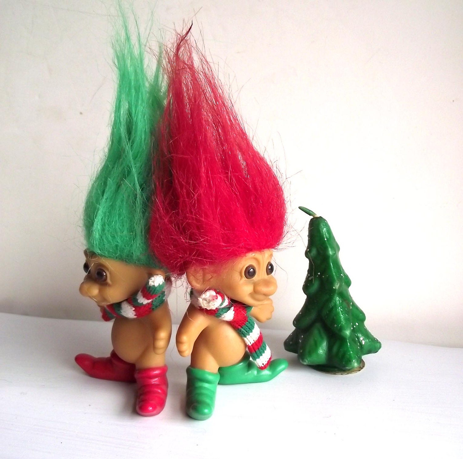 Christmas Troll Dolls. Vintage 80s Russ Trolls. Collectible