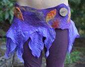 Nuno Felted Autumn Leaf Double Layered Hand Dyed Taj Silk Pixie Pointed Fairy Belt Skirt OOAK