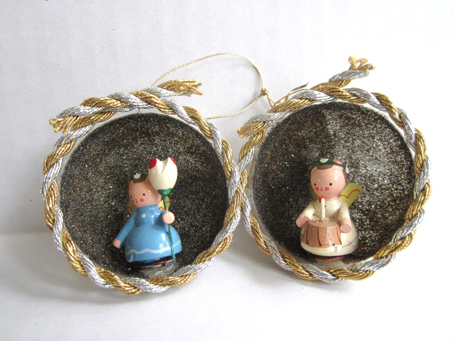 two vintage christmas ornaments wooden angels by neatokeen two vintage christmas ornaments wooden angels by neatokeen