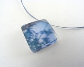 Blue Forest Acrylic Pendant Necklace, Enchanted Woodland Pendant