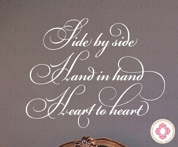 Side by Side Hand in Hand Heart to Heart Vinyl Wall Decal