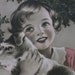 Pretty Little Girl with Her Fox Terrier Dog - Vintage Calendar Print - ready to frame - 1930's