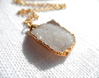Druzy necklace - white druzy necklace -gold necklace - druzy and gold - D R U Z Y 101