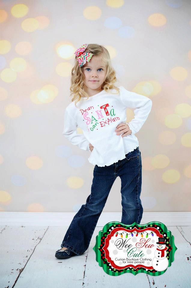 Girls Christmas shirt girls Santa shirt Dear Santa by WeeSewCute