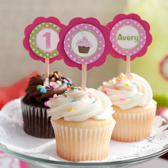 Items similar to Cupcake Decorations: CUPCAKE TOPPERS - Cupcake Theme ...