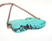 Turquoise Slice Necklace. Copper and Howlite Necklace. Inventory Clearance Sale.