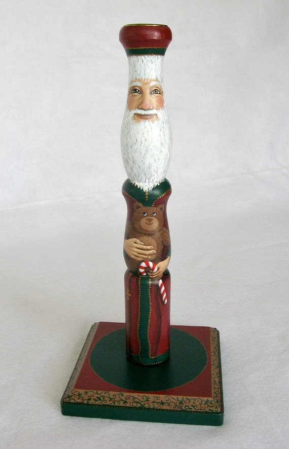 santa candle holder st nicholas and teddy bear santa candle holder st nicholas and teddy bear