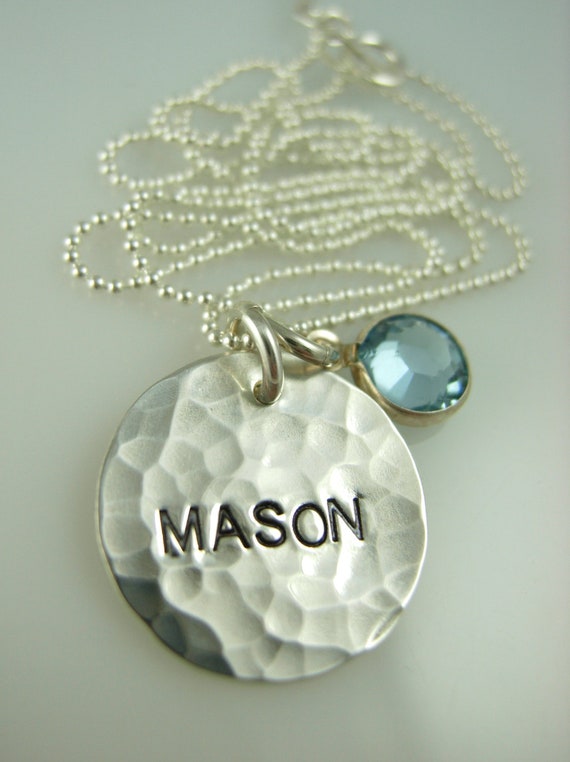 Hand Stamped Necklace Engraved Necklace Silver Name