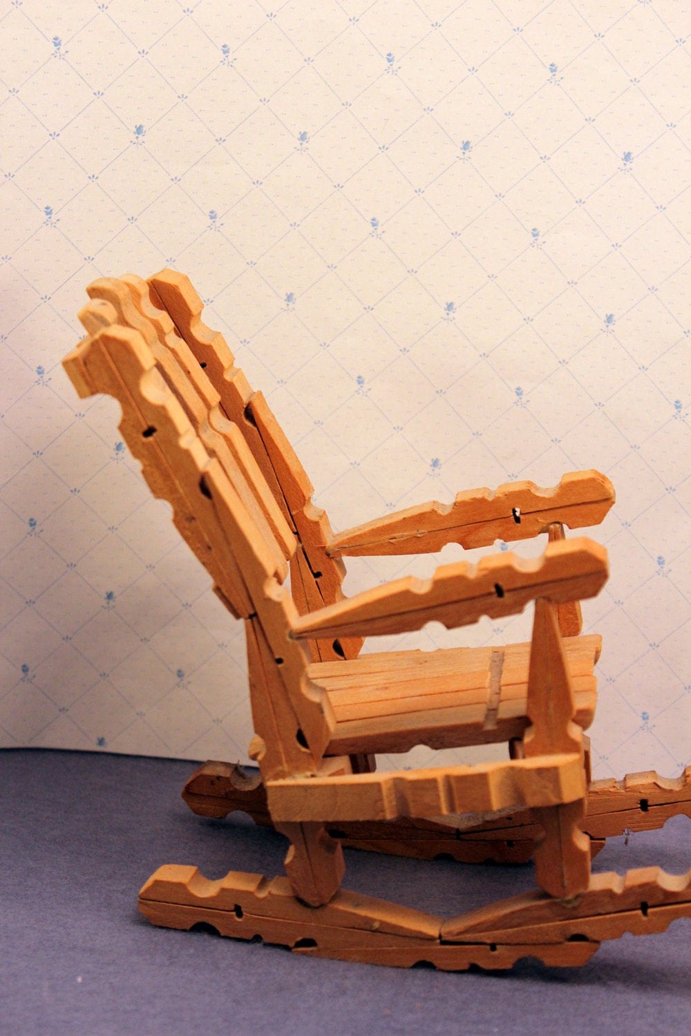Vintage Clothespin Doll Rocking Chair Toy Folk Art