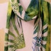 Batik Silk Scarf Daisy Designs on Green,yellow,Blue