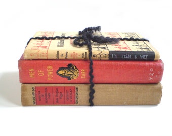 Vintage Red Black Tan Books, Vintage Red Book Bundle, Red Gold Black Books, Instant Book Collection