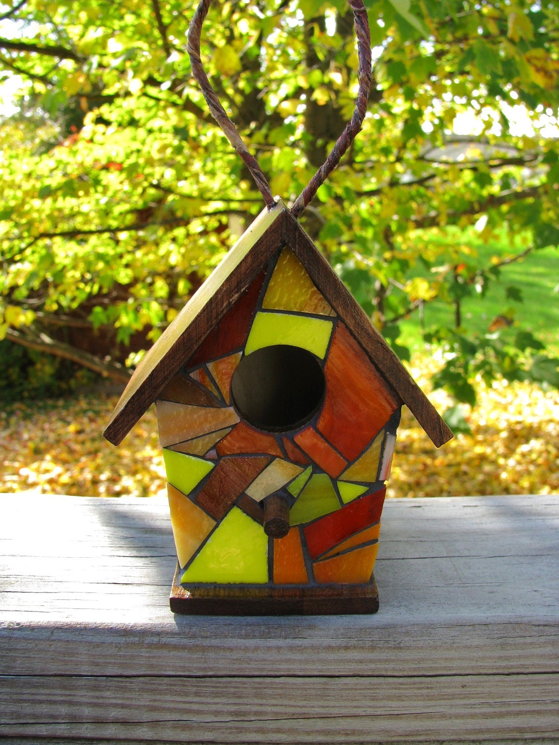 Stained Glass Mosaic Bird House by RedfordGlassStudio on Etsy