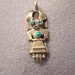 Hold for KIM---Vintage Southwest Tribal Indian Native American Sterling Silver Figure / Man / Doll Pendant w/ Turquoise