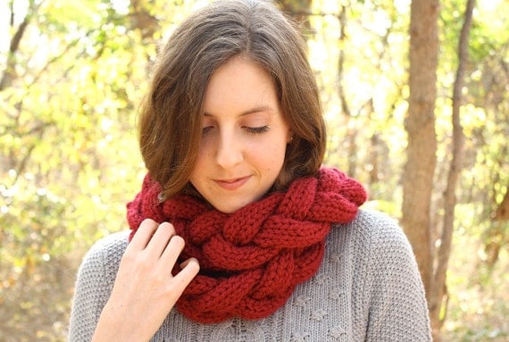 Items similar to Made to Order - Knit Braid Infinity Scarf, Loop Scarf ...