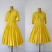 1950s Shirtwaist Dress / 50s Marigold Cotton Dress