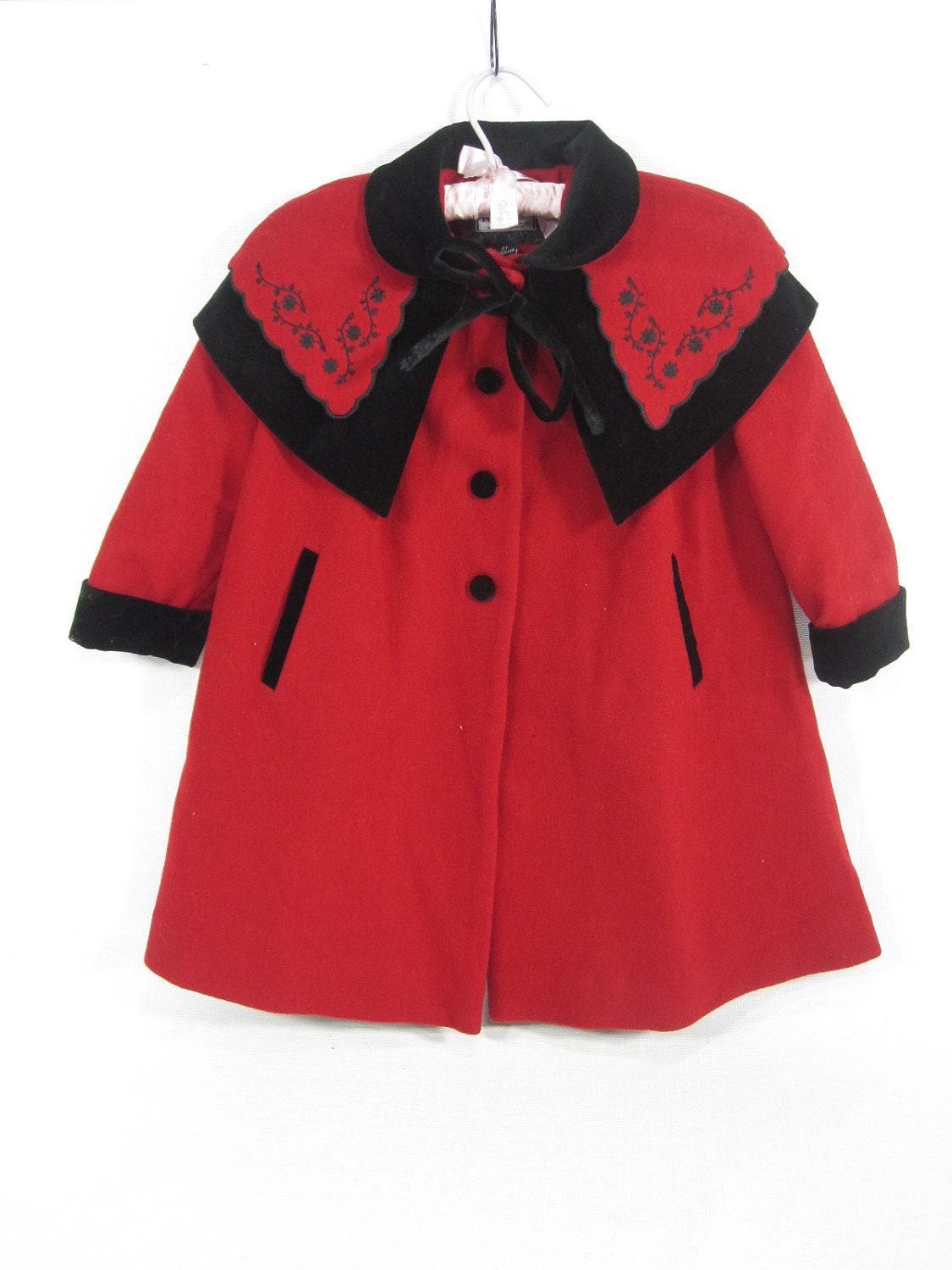 Vintage Red and Black Child's Coat