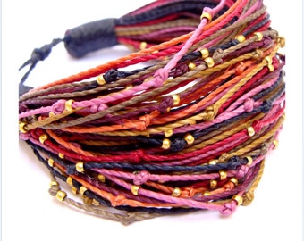 Dual Strand Bracelet with Black Pendant in White