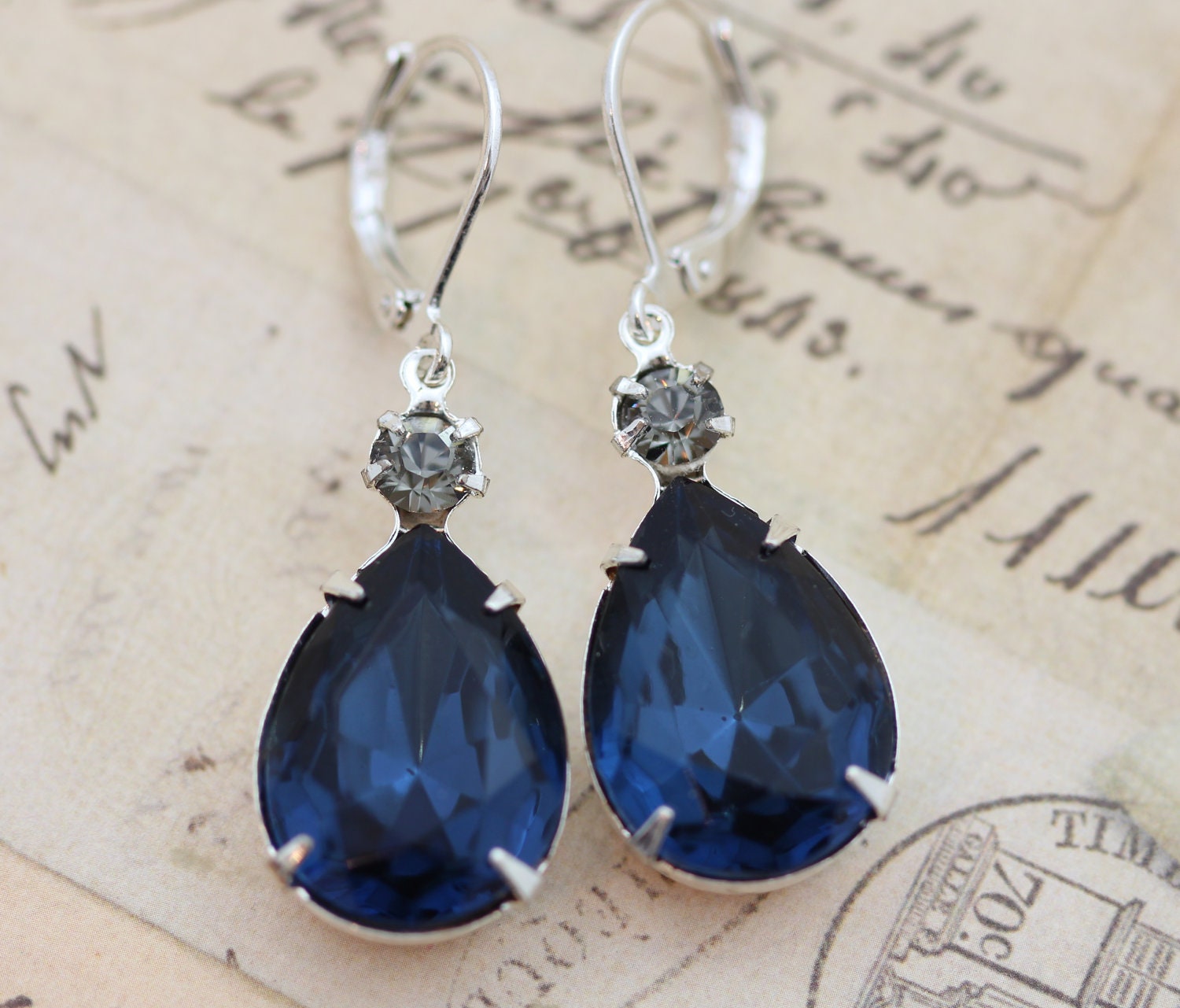 Navy Earrings Blue Earring Gray Earrings Bridal Earring