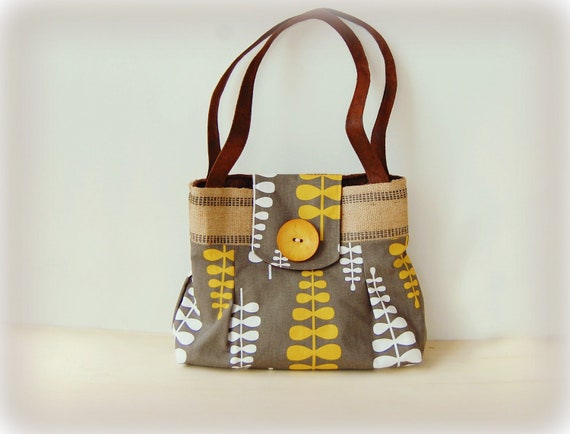 Gray and mustard Handbag : Mod