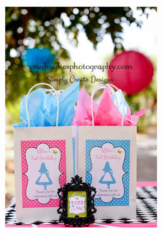 SALE Alice Inspired Party Favor Tags DIGITAL FILE 8.5x11 Jpeg Digital File Personalized Il_570xn