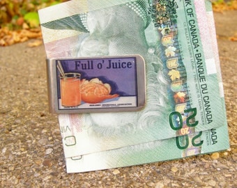 Full o' Juice Vintage Fruit Crate Label Moneyclip (Bill fold)