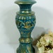 Carved wood Candle Holder / candleholder / candlestick holder / turquoise and gold / shabby chic / solid wood / upcycled for taper candles