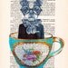 Dog in a cup-Original Illustration-Art Print-Art Poster- Hand Painting Mixed Media- Kids Wall Art Dictionary Dorm Decors Bunny Nursery