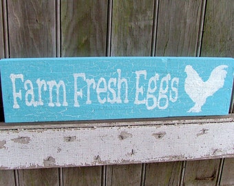 Farm Fresh Eggs Sign with Bracket for Hanging Reclaimed Wood