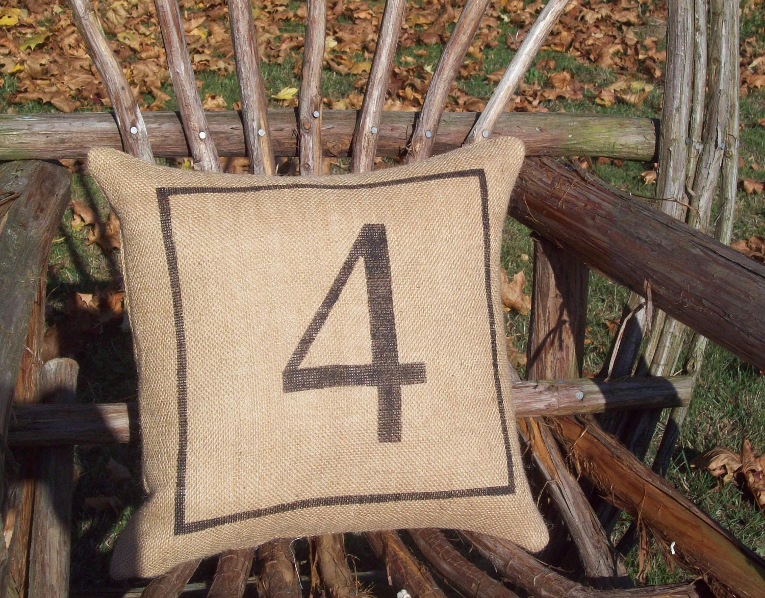 Number Pillow Decorative Pillow Burlap by