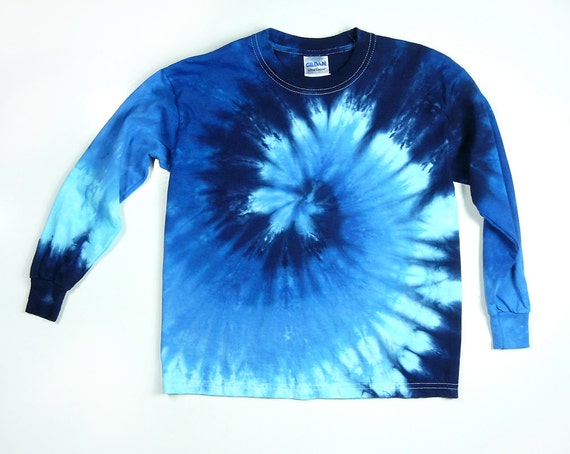 Youth Blue Spiral Long Sleeve Tie Dye T Shirt Eco-friendly