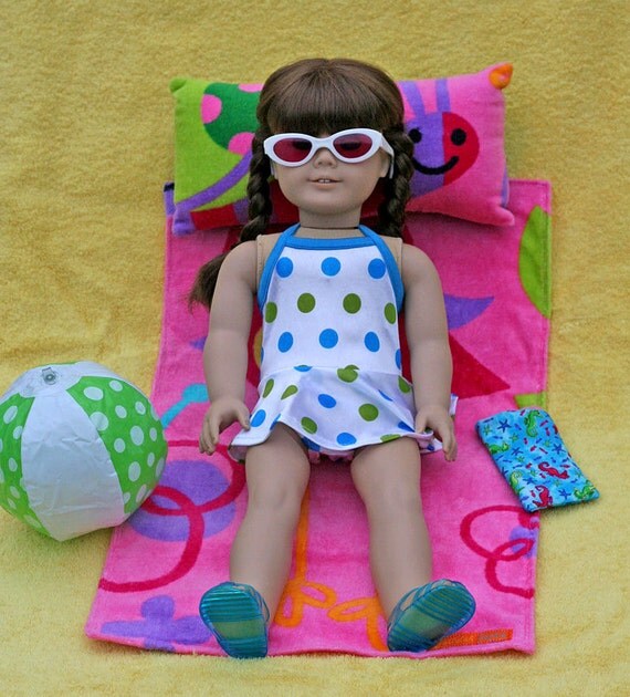 American Girl Doll 5 pc Fun in the Sun Beach Towel Set . Beach