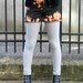 Footless tights // leggings in grey striped textured mesh, winter tights, made to order in S M L Xl