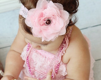 vintage inspired headband chiffon lace and tulle rosette trio baby pink chiffon lace newborn headband vintage style vintage inspired headband chiffon lace and tulle rosette trio baby pink chiffon lace newborn headband vintage style