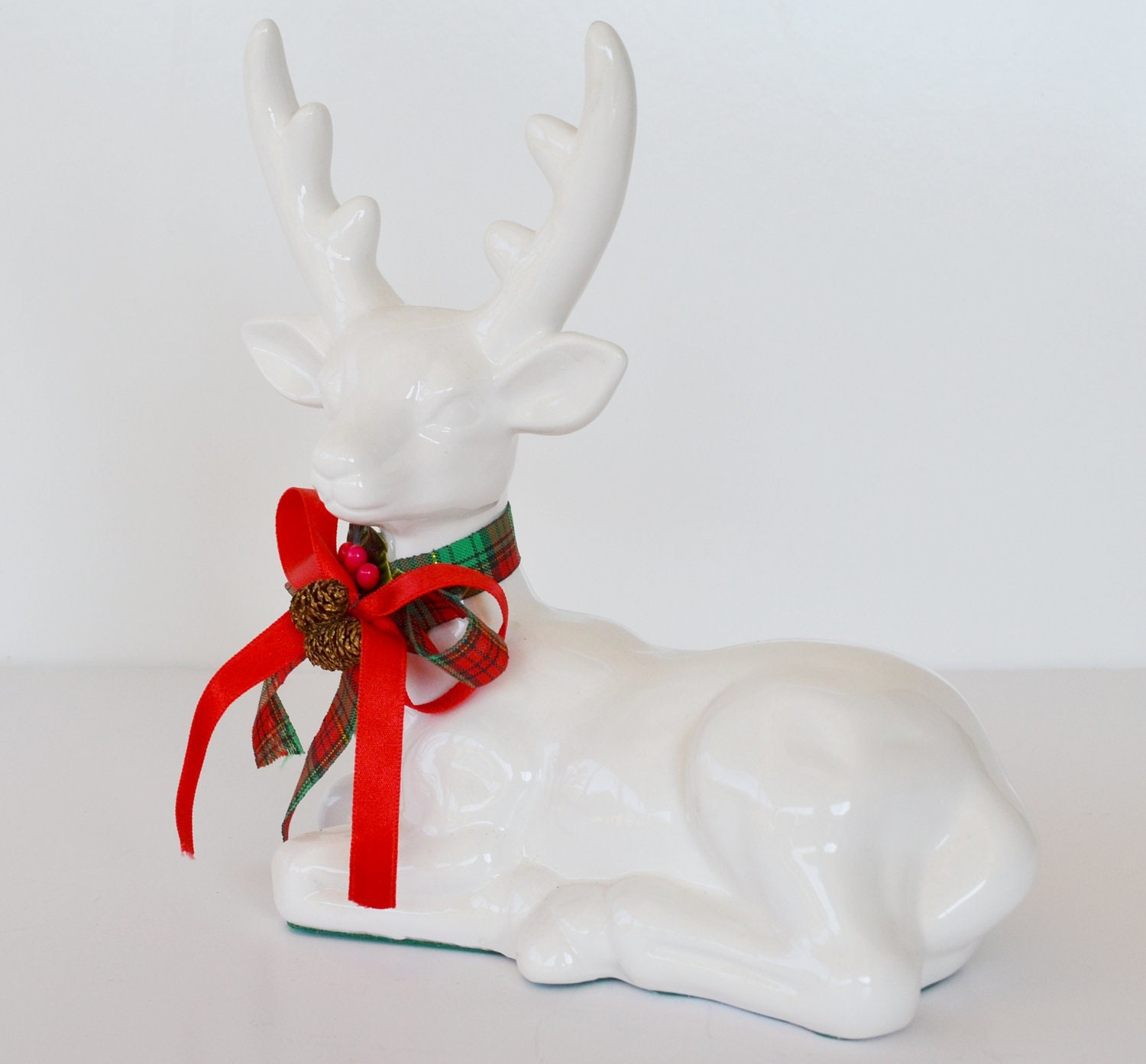 Cyber Monday Etsy Vintage White Christmas Porcelain Deer