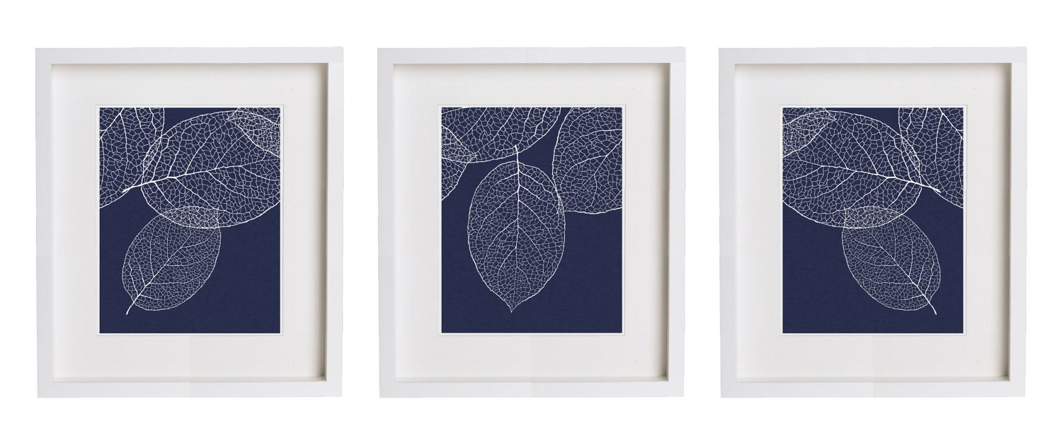 Navy Wall Art West Elm Leaf Print Set of 3 Botanical Prints