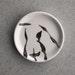 RESERVED Hand painted Female black and white small round porcelain plate. Modern art painting/ Figurative/ Nude/Back/Nacked/Female/Woman