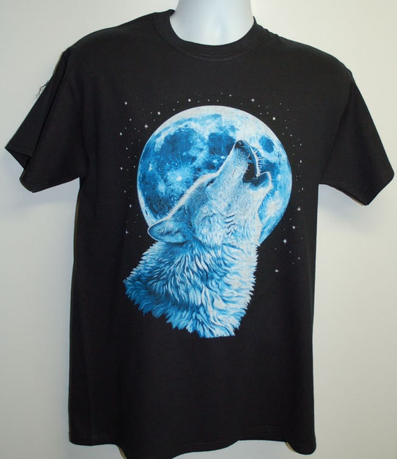 Items similar to Wolf Shirt, wolf pack shirt, wolves, wolf, blue, moon ...