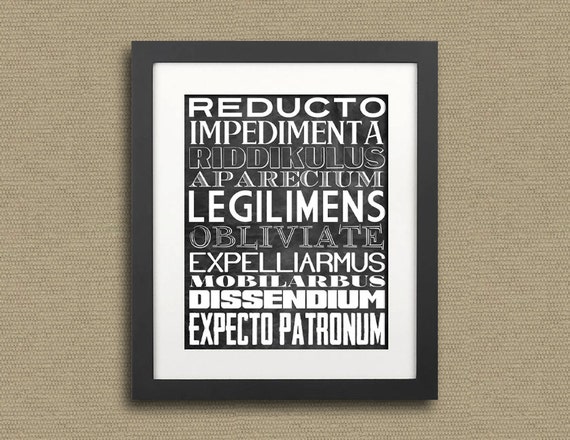 Typografie Druck Harry Potter Zaubersprüche