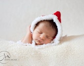Crochet baby hat Santa Christmas  elf pixie santa  bonnet photo prop