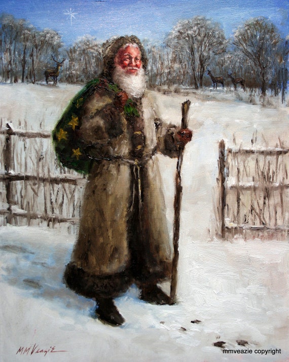 Items similar to New for 2012- Santa Claus with Walking Stick on Etsy