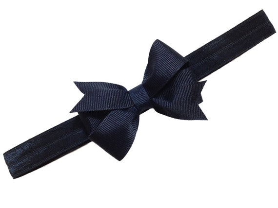 Navy blue headband with matching 3 inch bow by BrownEyedBowtique